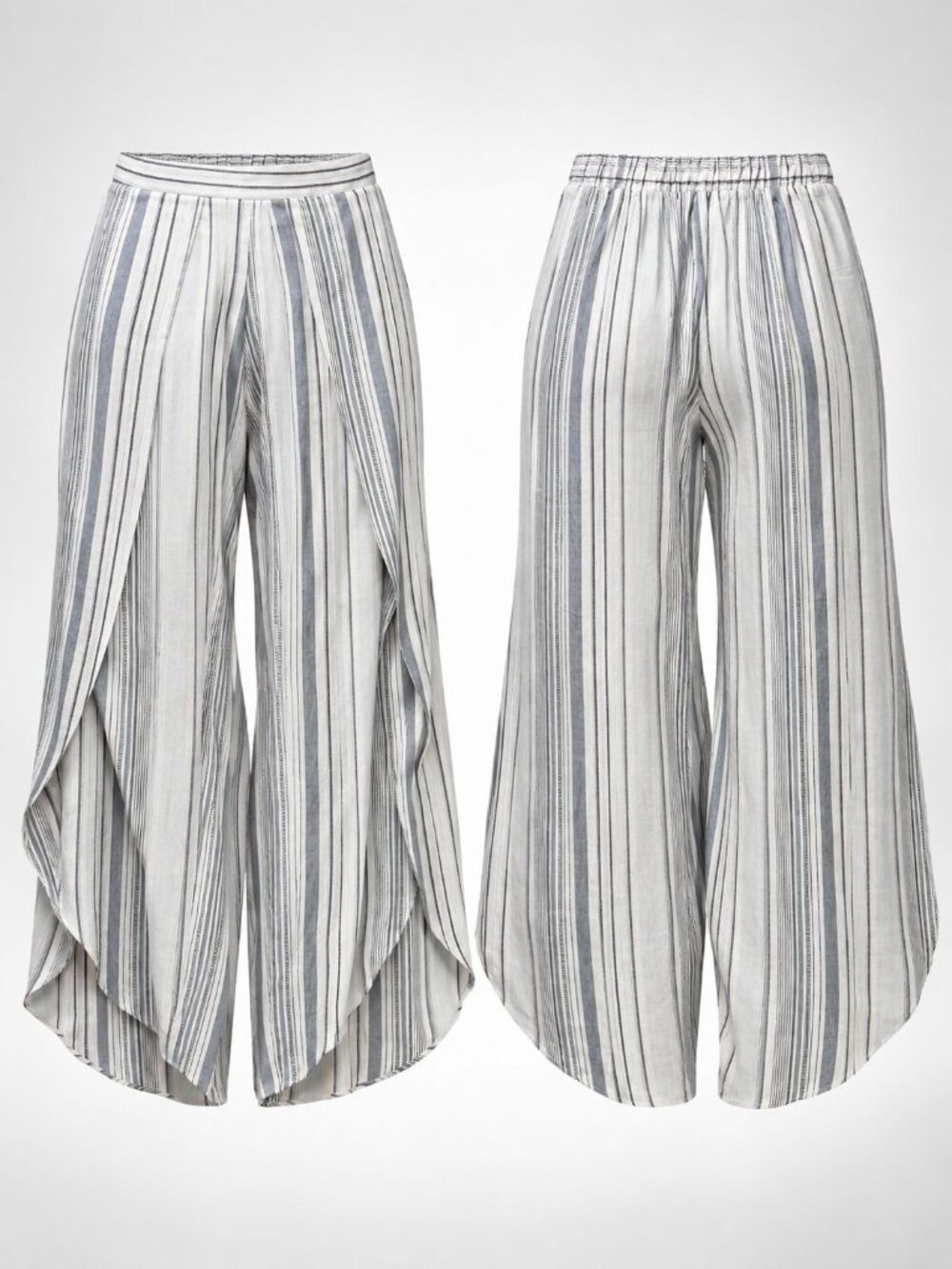 DREW Women's Grey Striped Linen Blend Culottes Size XS